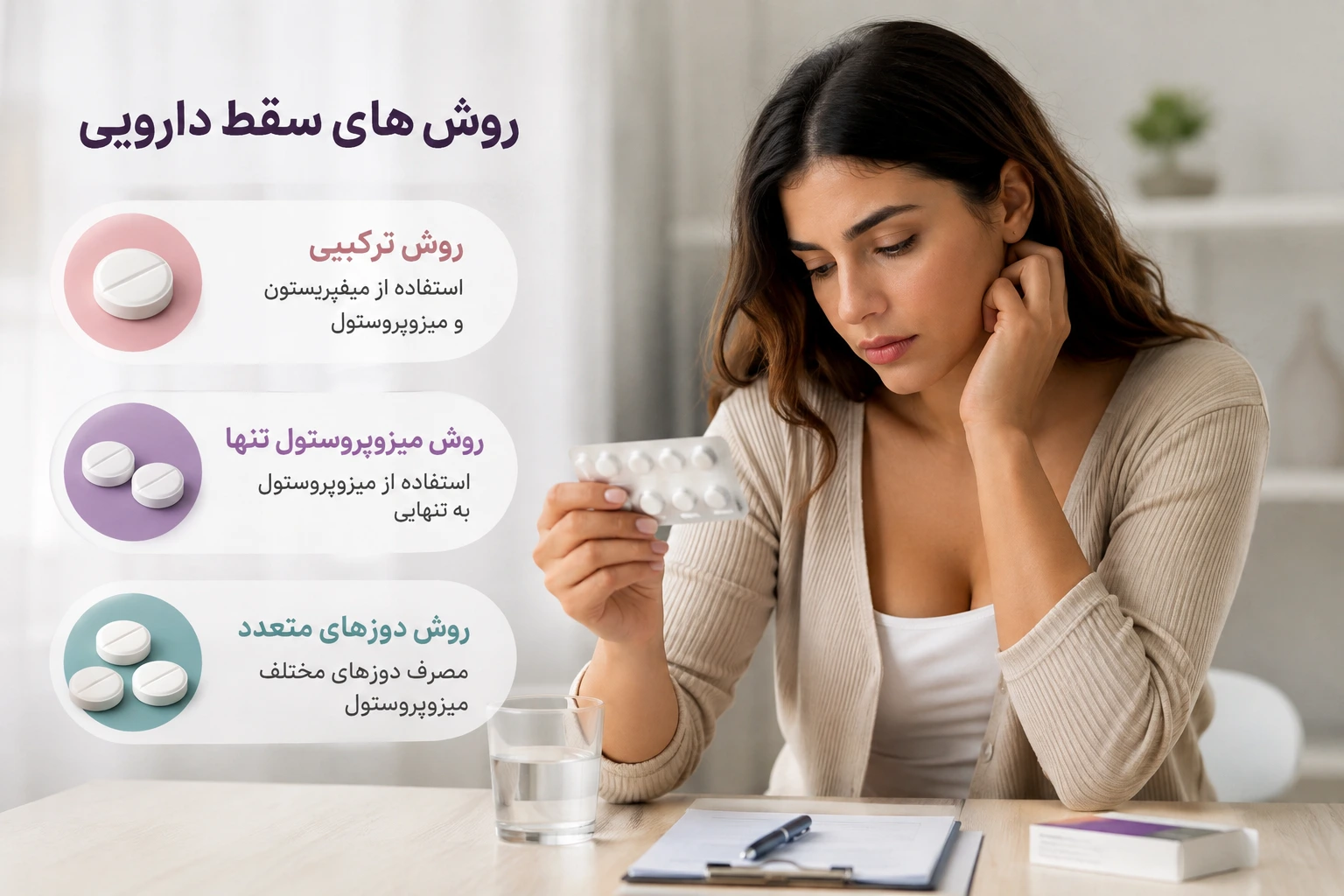 روش های سقط دارویی %%sep%% سقط دارویی ایمن در خانه %%sep%% داروی سقط جنین میفپریستون %%sep%% روش های انجام سقط جنین %%sep%% استفاده ایمن از قرص‌ سقط جنین